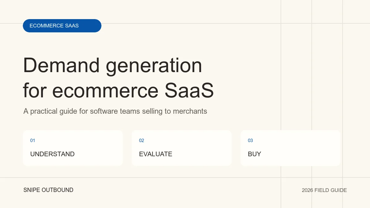 Demand Generation for Ecommerce SaaS: Strategy and Agency Fit: UNDERSTAND → EVALUATE → BUY