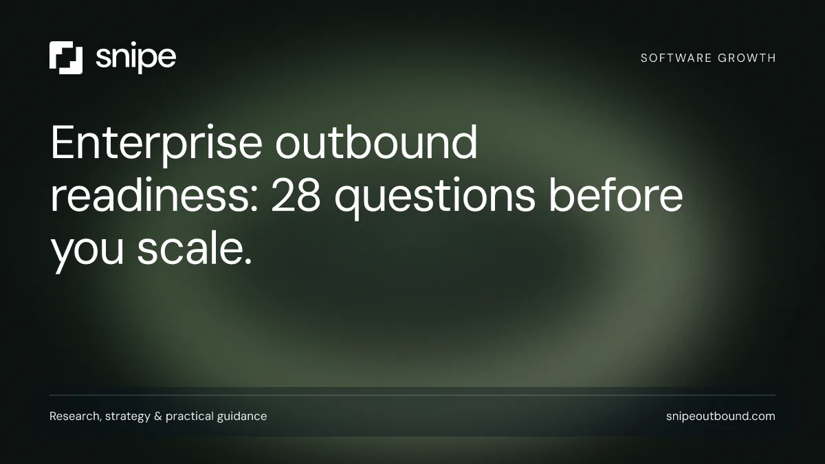 Enterprise outbound readiness: 28 questions before you scale. — Snipe guide