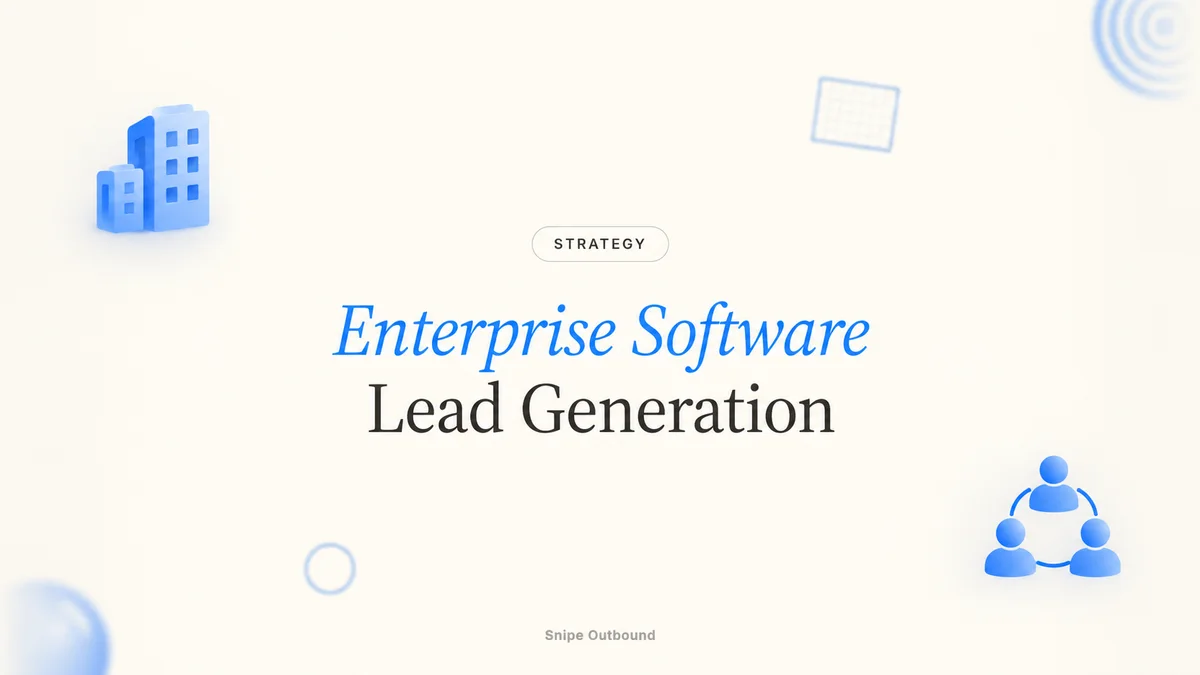 Enterprise Software Lead Generation, with blue building and buying-committee icons
