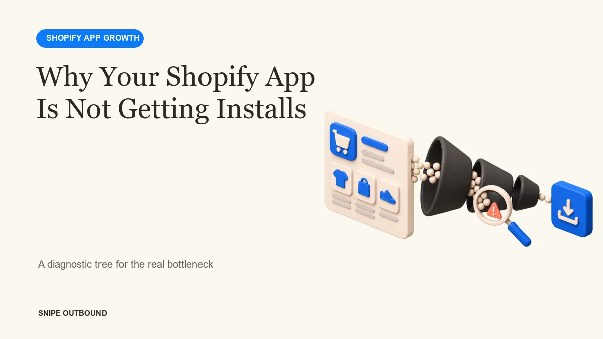 Diagnostic funnel for a Shopify app that is not getting installs