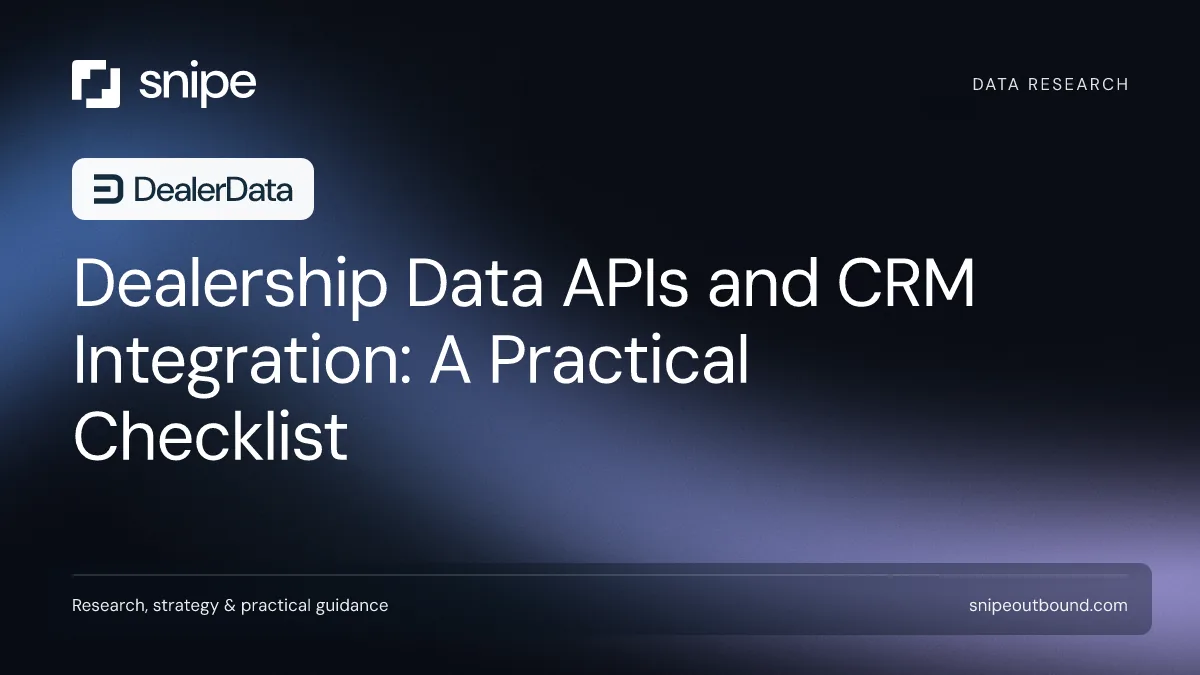 Dealership Data APIs and CRM Integration: A Practical Checklist — Snipe guide