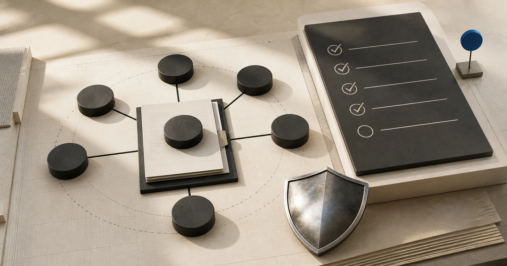 Enterprise account dossier connected to a buying committee map and readiness controls